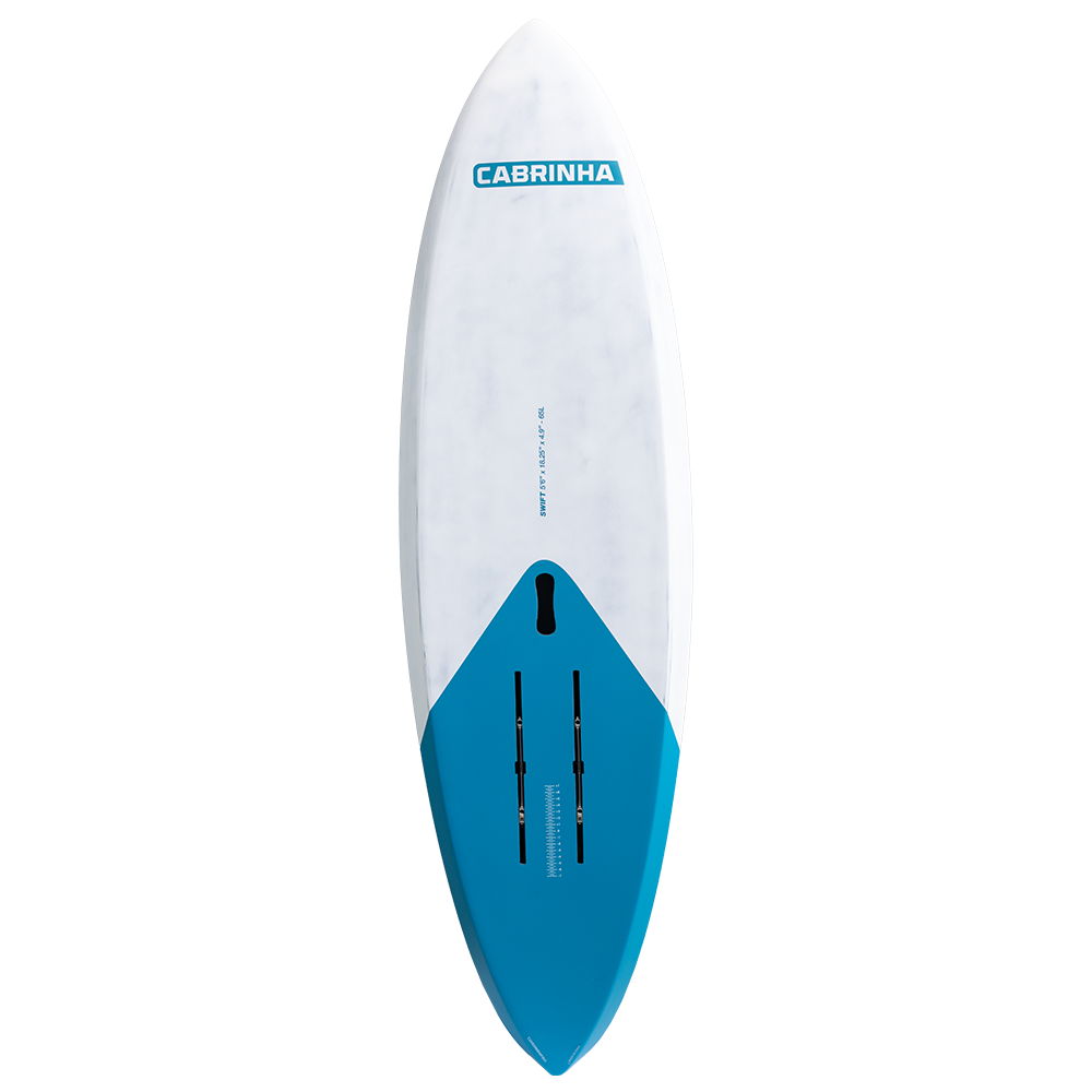 The 2025 Swift board, redefining light wind performance and wave riding in its second generation. Featuring a new continuous rocker line and refined nose-to-tail transition for increased speed and efficiency. Its narrower outline enhances carving on steep waves, while the addition of a front strap boosts control. Now available in two smaller sizes for added maneuverability and larger sizes for more speed and stability. The ultimate board for evolving Wing Foiling adventures