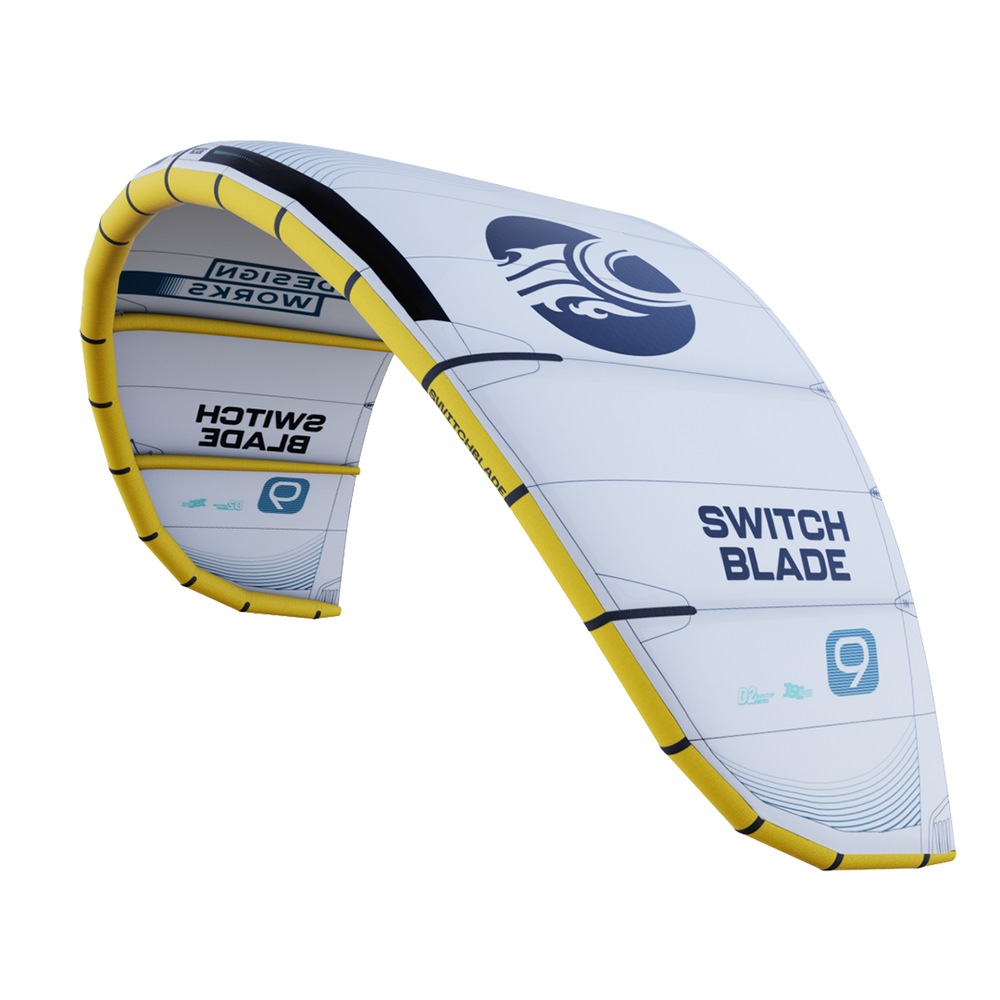 2026 Cabrinha Switchblade Design Works Aluula kite featuring Vert-X Bridle for lighter weight, faster response and an expanded wind range.